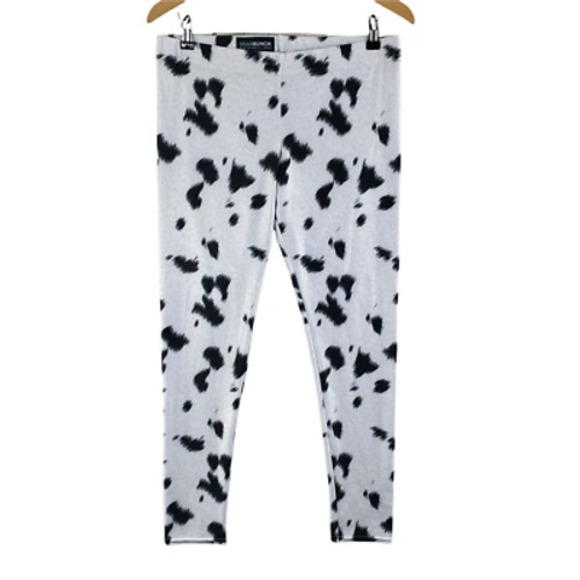 Gearbunch Leggings Womens XL White Black Spot Polyester Midrise Crop - Picture 1 of 12